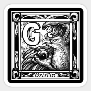 G is For Griffin - White Outlined Design Sticker